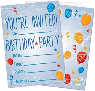 Drake Mason Party Invitations for Boys, Girls, Kids | 25 Invite Cards with Envelopes | Birthday Party Supplies… (Blue)