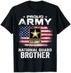 Proud Army National Guard Brother With American Flag Gift T-Shirt