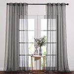 NICETOWN Voile Sheer Curtain Panels - 95 Inches Extra Long Sheer Window Decoration for Master Bedroom/Office (2 Panels, W54 x L96 Inches, Dark Grey)