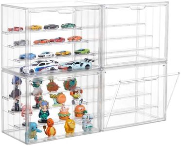 Attelite Acrylic Display Case for Collectibles 4 Tiers Clear Showcase,4Pcs