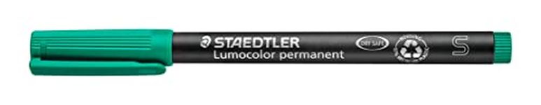 STAEDTLER 313-5 Lumocolor Permanent Pen, Superfine Line Width, 0.4mm - Green (Box of 10)