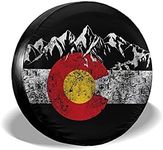 XWQWER Mountain Colorado Flag Spare Tire Cover for Camper RV SUV Trailer Truck and Many Vehicle, Universal Fit Wheel Covers Waterproof Dustproof (Diameter 23” - 33”)