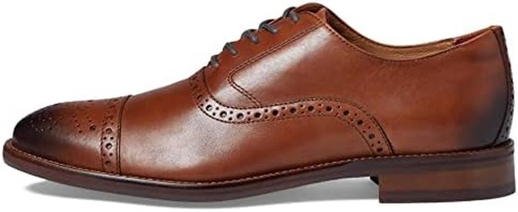 Johnston & Murphy Men s Conard 2.0 Cap Toe Shoe Men's Dress Shoes, Dress Shoes for Men, Rich Italian Leather Shoes, Men s Work Shoes, Cushioned Footbed & Rubber Sole, Tan Full Grain, 15