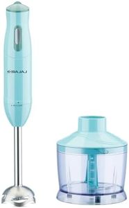 Bajaj HB 22 Silent 300 Watts Hand Blender | Detachable Abs Blender Stem | Additional Chopping Bowl & Attachments | 2 Yr Warranty 【Blue】