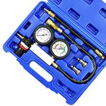 JIFETOR Cylinder Leak Down Tester Kit, Professional Dual Pressure Gauges Engine Compression Leakdown Detector Leakage Test Set for Gasoline Engine with 10 12 14mm Spark Plugs on Car Truck Motorcycle