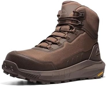 NORTIV 8 Composite Toe Boots for Men ASTM F2413-24 Safety Work Boots Lightweight Anti-Fatigue Non-Slip with Zipper for Warehouse Construction, Terrascope-nano,Size 9,Dark Brown,SNIB26008M