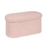 B FSOBEIIALEO Storage Ottoman Bench Boucle Oval Ottomans Foot Rest, Teddy Storage Chest Box Bedroom Bench with Storage, Pink 30"x15"x15"