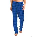 Mens Tall Pajama Pants 34/36/38 Long Inseam Plaid Lounge Pants Sleepwear Pajama Bottoms 100% Cotton, Plaid Blue, XXL(46-48W)/36"inseam