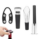 4pcs Wine Opener Sets, Air Pressure Wine Corkscrew Easy Cork Remover Portable Wine Bottle Opener Pump Needle with Wine Pourer Foil Cutter Bottle Stopper for Home Bar Party Wine Lovers Gift