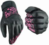 JAUNTY Motorcycle Gloves for Women, Leather Touchscreen Riding Gloves with Hard Knuckle Protection, Perforated Breathable Full Finger for Motocross ATV BMX Dirt Bike Racing (Pink, Medium)
