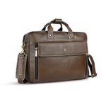 HAMMONDS FLYCATCHER Genuine Leather Office Bag for Men, 15.6" Professional Leather Laptop Bag for Men for Office, Travel, Daily Use, Adjustable Strap & Multi Compartments - 1 Year Warranty - Brushwood