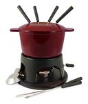 Swissmar F66705 Sierra Fondue Set 11-Piece, Cast Iron/Stainless Steel, Cherry Red, 1.6L, Multi-Purpose Fondue Set for Meat, Cheese and Chocolate, Gift Boxed