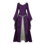 Hengzhifeng Renaissance Costume Women Medieval Dress Queen Gown Retro Role Play Dress Up (XL, Purple)