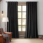 jinchan Velvet Blackout Curtain for Living Room, Thermal Insulated Luxury Drape for Bedroom 84 Inch Long, Stylish Soft Privacy Room Darkening Window Treatment Rod Pocket 1 Panel, Black