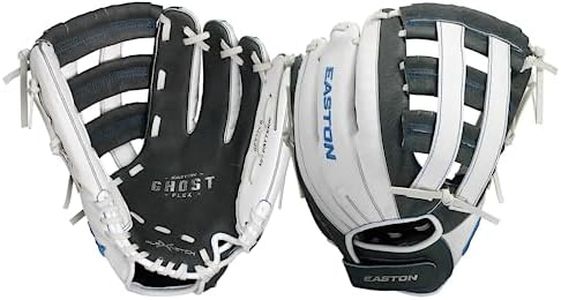 Easton | GHOST FLEX Youth Softball Glove | Right Hand Throw | 12" | Grey/White/Carolina Blue