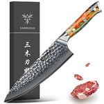 SANMUZUO 8" Chef Knife - Hammered Damascus Steel & Resin Handle - YAO Series