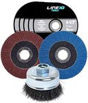 LINE10 Tools 4-1/2-inch Angle Grinder Attachments Kit, Wire Brush, Grinding Flap Discs, Cutting Wheels