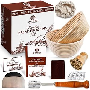 UNI-THGHT Sourdough Proofing Basket Set of 2-9 & 10 Inch Bread Proofing Basket - Round and Oval Banneton Proofing Basket with Sourdough Tools - Gift for Bakers