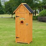 GAOMON Outdoor Wooden Storage Shed, Garden Wood Tool Cabinet, Solid Sheds & Outdoor Storage Clearance, Waterproof Sheds with Shelf and Locking Latch for Backyard, Hallway, Patio (Natural)