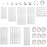 Uni-Fine 9 Size 351Pcs Clear Rubber Feet Bumper Pads, Transparent Bumper Pads Self-Adhesive Door Stopper Non-Slip Cabinet Door Buffer Pads for Furniture,Hemispherical Square Cylindrical