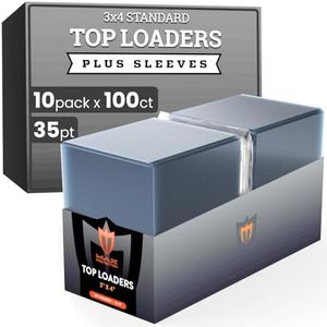 Max Protection 35pt Top Loaders for Cards with Bonus Soft Sleeves - 1000 Count - Premium 3x4 Inch Trading Card Toploaders - Protect Your Baseball and Sports Cards with These Hard Plastic Protectors