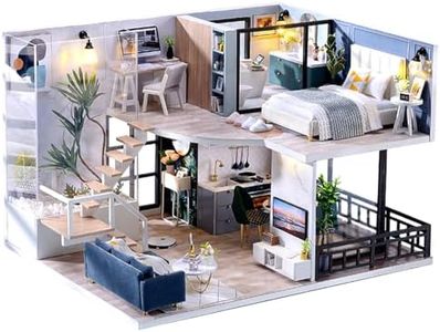 Fsolis DIY Dollhouse,Kit Casa de Muñecas en Miniatura de Bricolaje con Mueble,Casa en Miniatura de Madera 3D con Cubierta Antipolvo y Movimiento Musical,Regalo Creativo de Casas para Muñecas