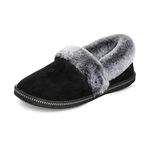 Skechers Women's Cozy Campfire - Team Toasty Low Top Slippers, Black Black Microfiber Suede Faux Fur Line Blk, 5 UK