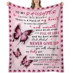 Daughter Blanket from Mom, Daughter Gifts for Birthday, Gifts for Daughter Graduation Blanket, Mother to Daughter Throw Blanket 60"x50"