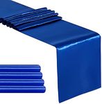 YUHX Pack of 5 Satin Table Runner 12 x 108 Inches Long,Royal Blue Table Runners for Wedding, Birthday Parties, Banquets Decorations（Royal Blue, 5 Pack）