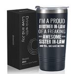 Onebttl Gifts for Brother in Law from Sister, Funny Gift Idea for Christmas, Birthday, 20 oz Stainless Steel Insulated Travel Mug Tumbler - Proud Brother in Law