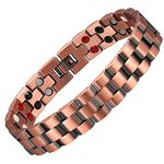 MagEnergy Copper Magnetic Bracelets for Men 4 Element Double Row Strength Magnets with Removal Tool and Gift Box