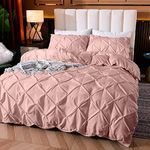 Cloud Fino Cotton 600 Thread Count, Luxurious Pleated Design Duvet Cover |1 Duvet Cover 88x104 with 2 Pillow Shams 17" x 27"|King Bed Bed Sizes (Peach,King)