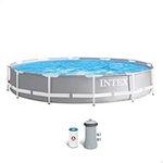 Intex 12ft x 30inch (3.66m x 0.76m) Round Metal Frame Prism Swimming Pool with Cartridge filter pump included, UK Specification with Factory Fitted UK 3 Pin Plug