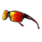 ICECUBE DYNAMIC Polarized Sports Sunglasses - Anti-Slip, Lightweight for Men & Women: Driving, Running, Golf, Casual Sports (BLK/Red)