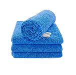 SOFTSPUN Microfiber High Loop Cleaning Cloths, 40x40 cms 4 pcs Towel Set 380 GSM (Sky Blue). Highly Absorbent, Lint and Streak Free, Multi-Purpose Wash Cloth for Kitchen, Window, Silverware.