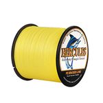 HERCULES Super Strong 500M 547 Yards Braided Fishing Line 50 LB Test for Saltwater Freshwater PE Braid Fish Lines 4 Strands - Yellow, 50LB (22.7KG), 0.37MM