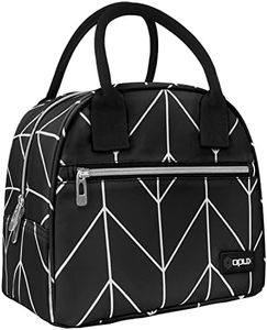 OPUX Insulated Lunch Box for Women | Lunch Bags for Women, Girls, Teens | Cute Teal Reusable Thermal Lunch Tote Purse Cooler for Kids, School, Work, Office, Adult | Fits 12 Cans (Black Chevron)