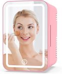 YOPOWER Personal Beauty Fridge, 6L Mini Fridge with Dimmable LED Light, Pink