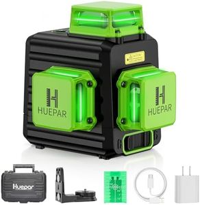 Huepar 3D Cross Line Self-Leveling Laser Level 3 x 360 Green Beam Three-Plane Leveling and Alignment Laser Tool, Li-ion Battery with Type-C Charging Port & Hard Carry Case Included - B03CG Pro