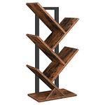 HOOBRO Tree Bookshelf, Tree Shaped Book Shelves, Floor Free Standing Desktop Bookshelf, Display Book Magazine CDs Rack, Rustic Brown EBF04SJ01G1