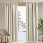 PONY DANCE 2 Panels Living Room Thermal Insulated Curtains 96 inch Drop - Pencil Pleated Blackout Curtains for Gilrs Bedroom Solid Drapery Privacy Window Dressing (Width 55 inch, Light Beige)