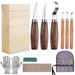 Tomtary 18 in 1 Wood Carving Tools Kit for Beginners Professional Wood Whittling Kit Woodworking Kit Carving Knife Sets with Basswood Carving Blocks,Gloves,Roll Bag,Polishment Kit for Kids and Adults