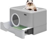 YITAHOME Large Enclosed Cat Litter Box with Lid Cover, Hooded Odorless Anti-Splashing Cat Toilet with Drawer Litter Scoop Front Entry Top Exit Door, Easy to Install and Clean