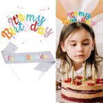 Koonafy It's My Birthday Sash and Headband Rainbow Tiara Headpiece Birthday Decorations for Girls Kids Adults Birthday Party