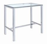 Coaster Home Furnishings Bar Table, Clear and Silver