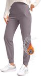 SANTINY Women's Fleece Lined Joggers Water Resistant High Waisted Thermal Sweatpants Winter Pants Hiking Running Pockets(Dusty Grey_M)