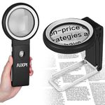 30x 40x Magnifying Glass with Light and Stand, Large Handheld Magnifying Glasses 18 LED Illuminated Lighted Magnifier for Macular Degeneration, Seniors Reading, hobbies, Coins, Jewelry (Black&White)