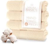 MAURA Basics Hand Towels for Bathroom with Hanging Hook Loops. Soft, Durable, Long Lasting and Absorbent Hand Towel Sets for Bathroom, American Standard Size 16"x28", Cream