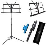 EASTROCK Adjustable Music Stand, 2 in 1 Dual-Use Sheet Music Stand Desktop Book Stand Lightweight with Carrying Bag, Folding Metal Music Sheet Stand with Music Sheet Clip Holder