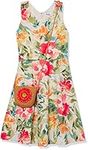 Speechless Girls' Floral Scuba Crepe Dress, Green, 8